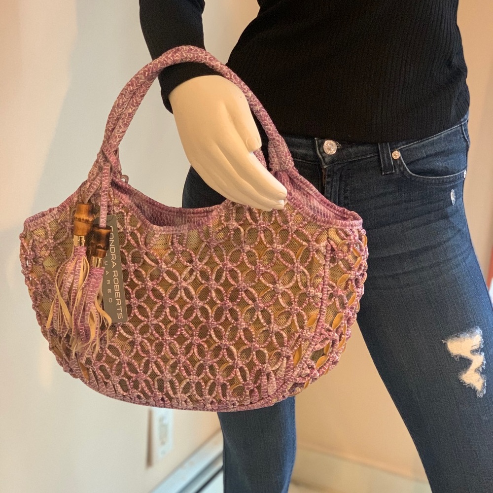 Sondra Roberts Squared Woven Tassel Hobo - Picture 1 of 7